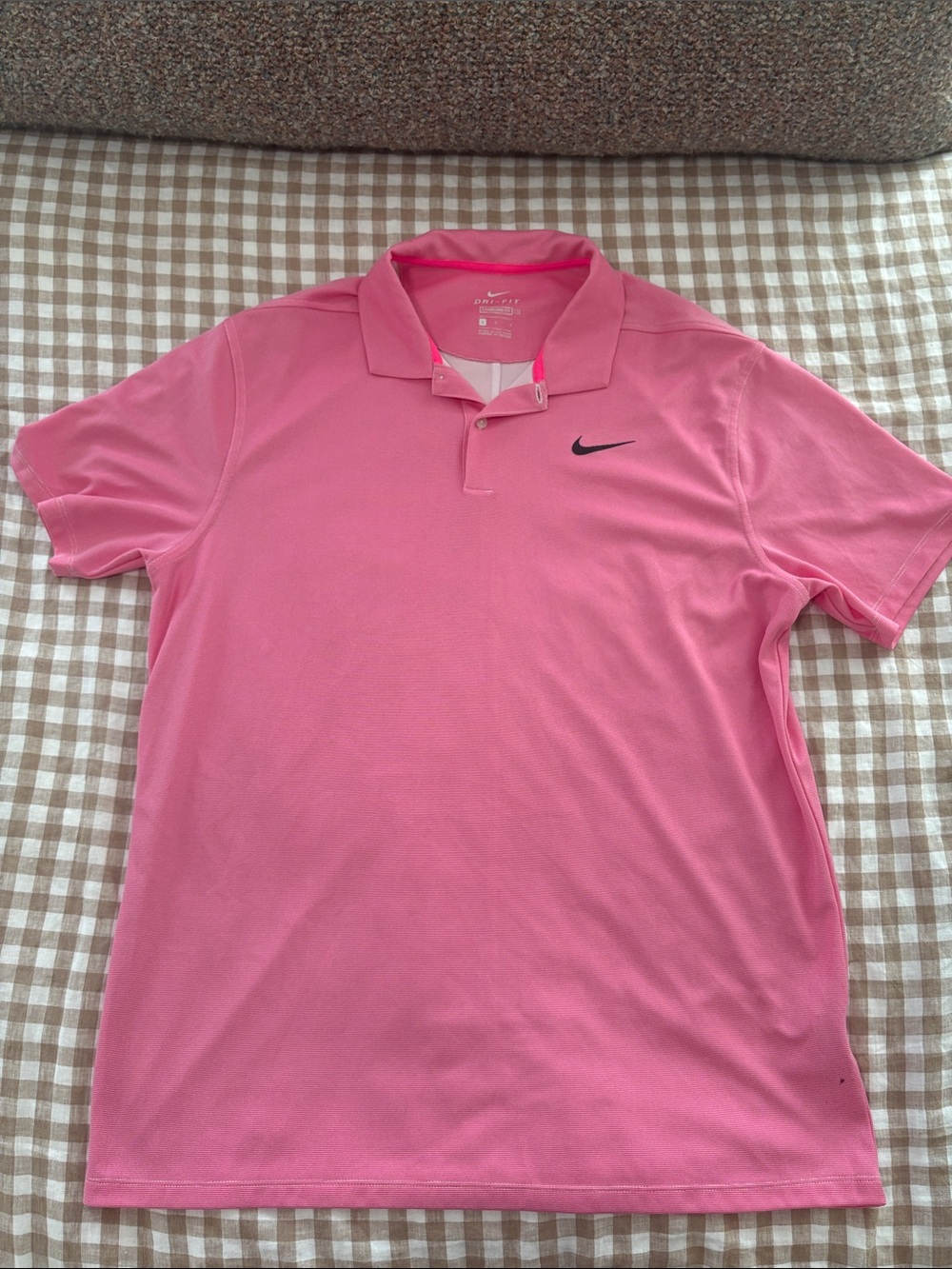 Nike Men’s Pink Polo with Black Swoosh